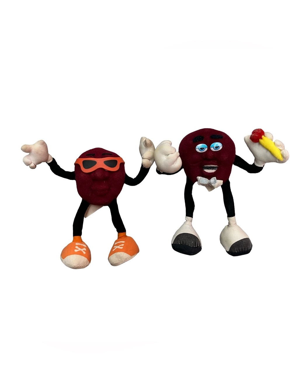 VTG Applause 1988 California Raisins Lot of 2 Bendable Posable Hardees Felt Toys